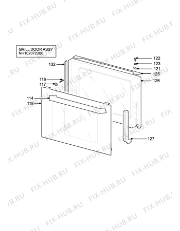 Взрыв-схема плиты (духовки) Zanussi ZUQ875X - Схема узла H10 Grill door assy